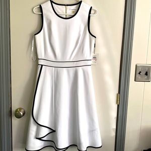 Calvin Klein White Asymmetrical A-Line Dress